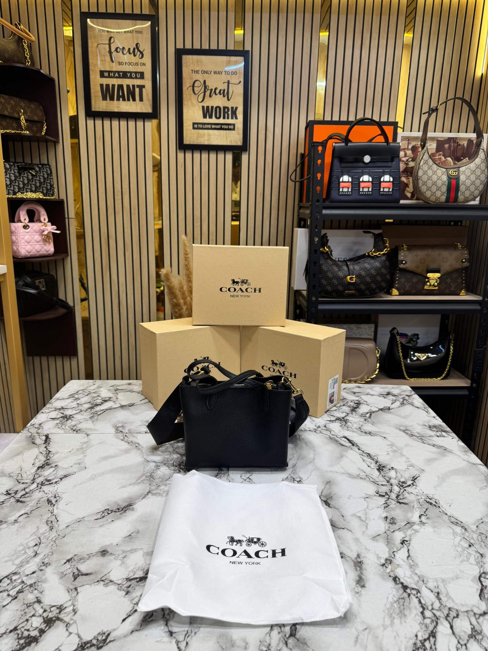 Buy First Copy Coach Black mini tote bag In India