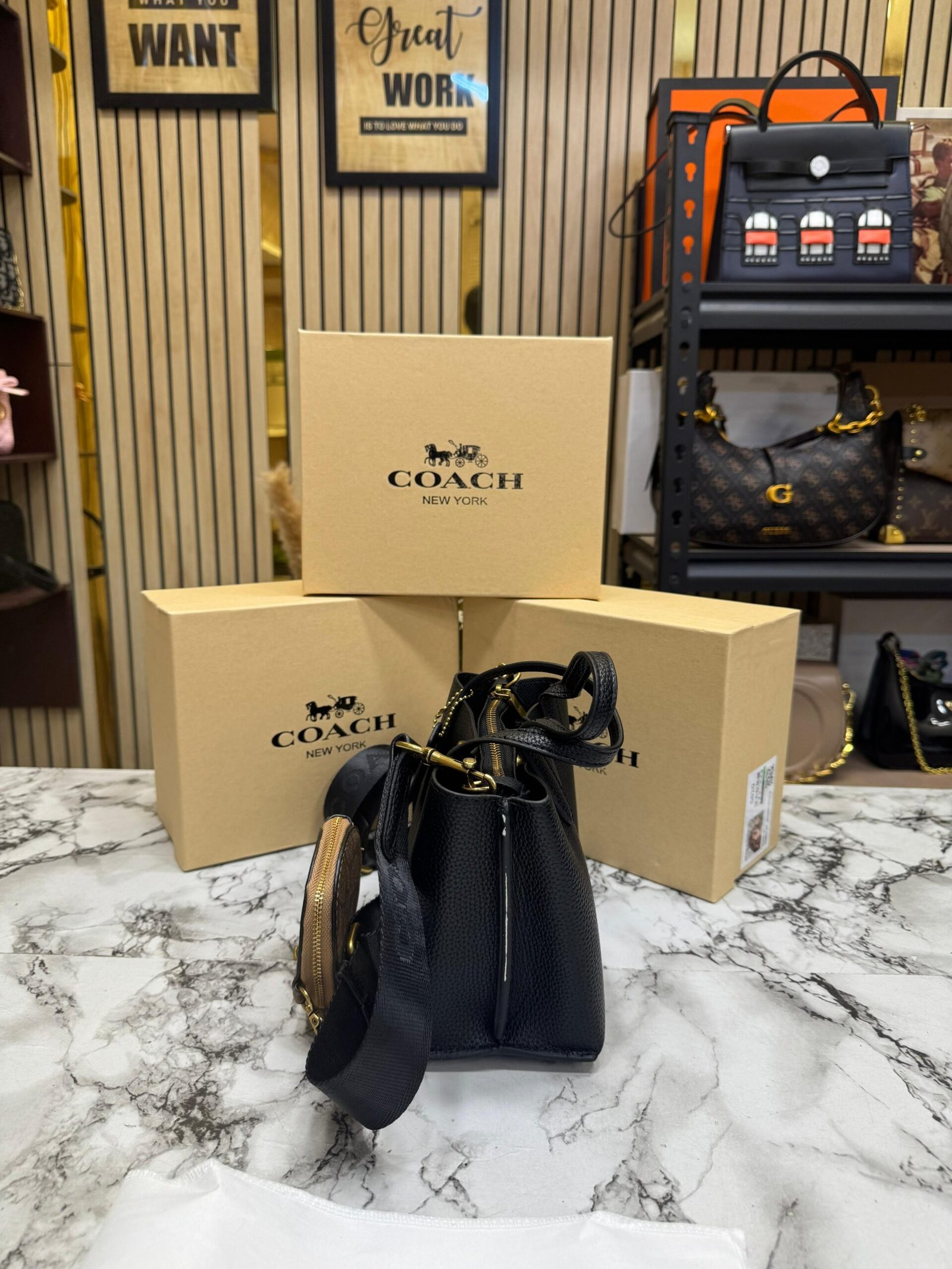 Luxury-inspired Coach Black Willow mini tote bag