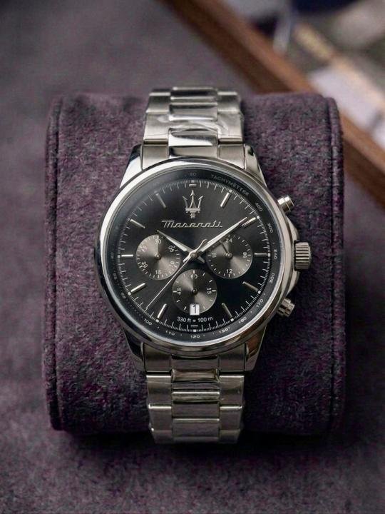 Buy Maserati Classic Chronograph First Copy Watch for Men Online | Black Silver Dial | Mr Celebrity
