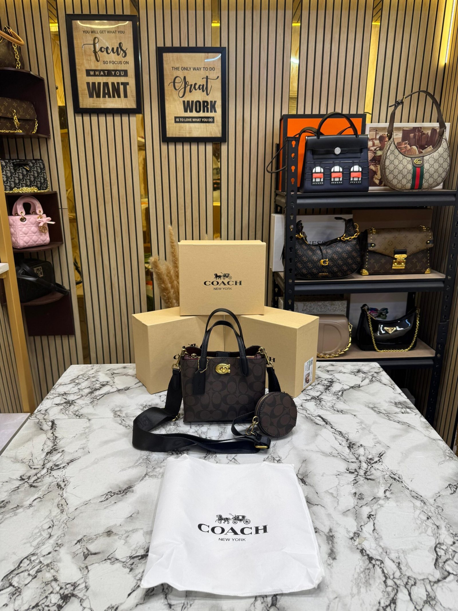 Buy First Copy Elegant Coach Willow monogram mini tote