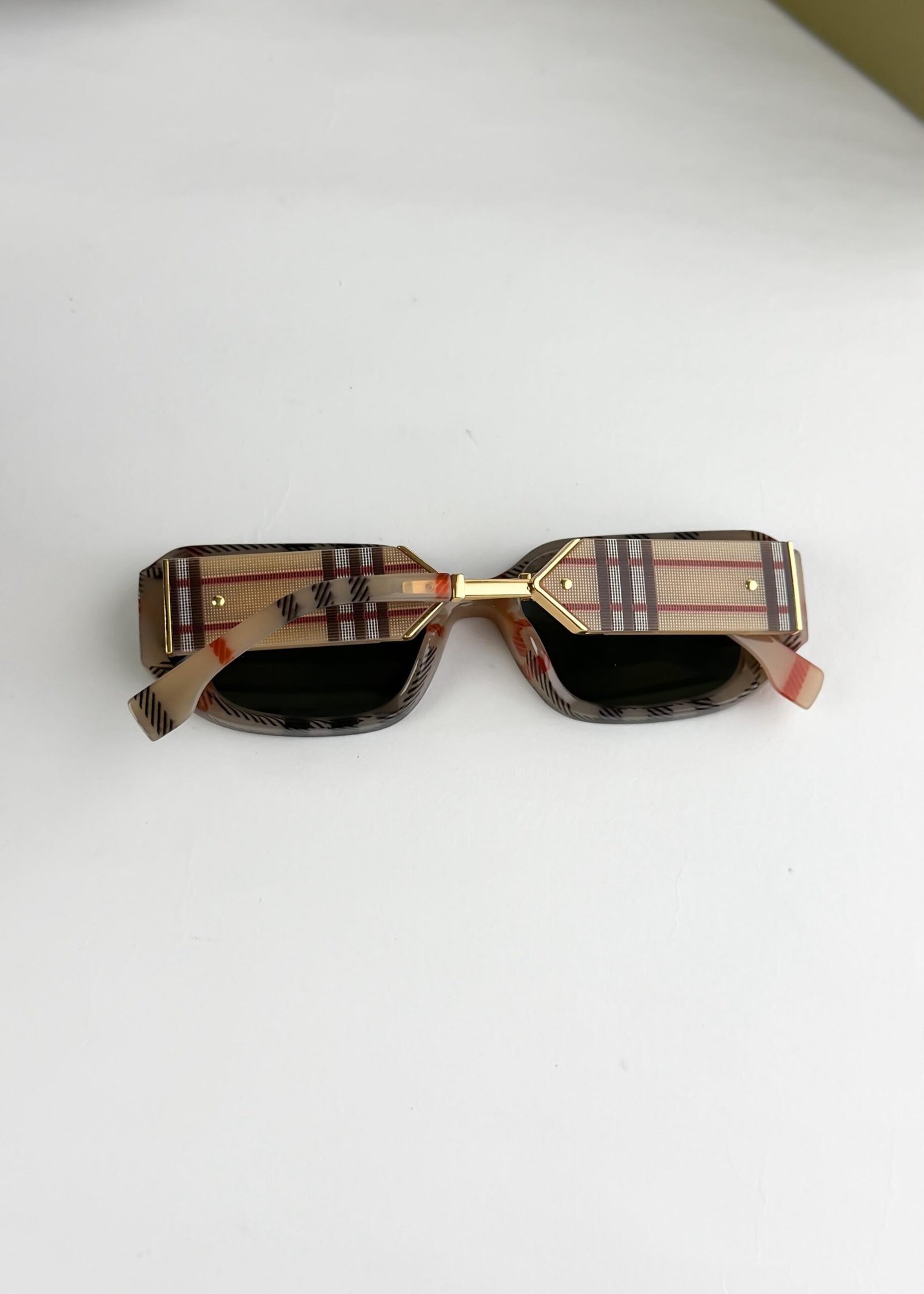 Stylish Burberry Gold Green Sunglasses Back View