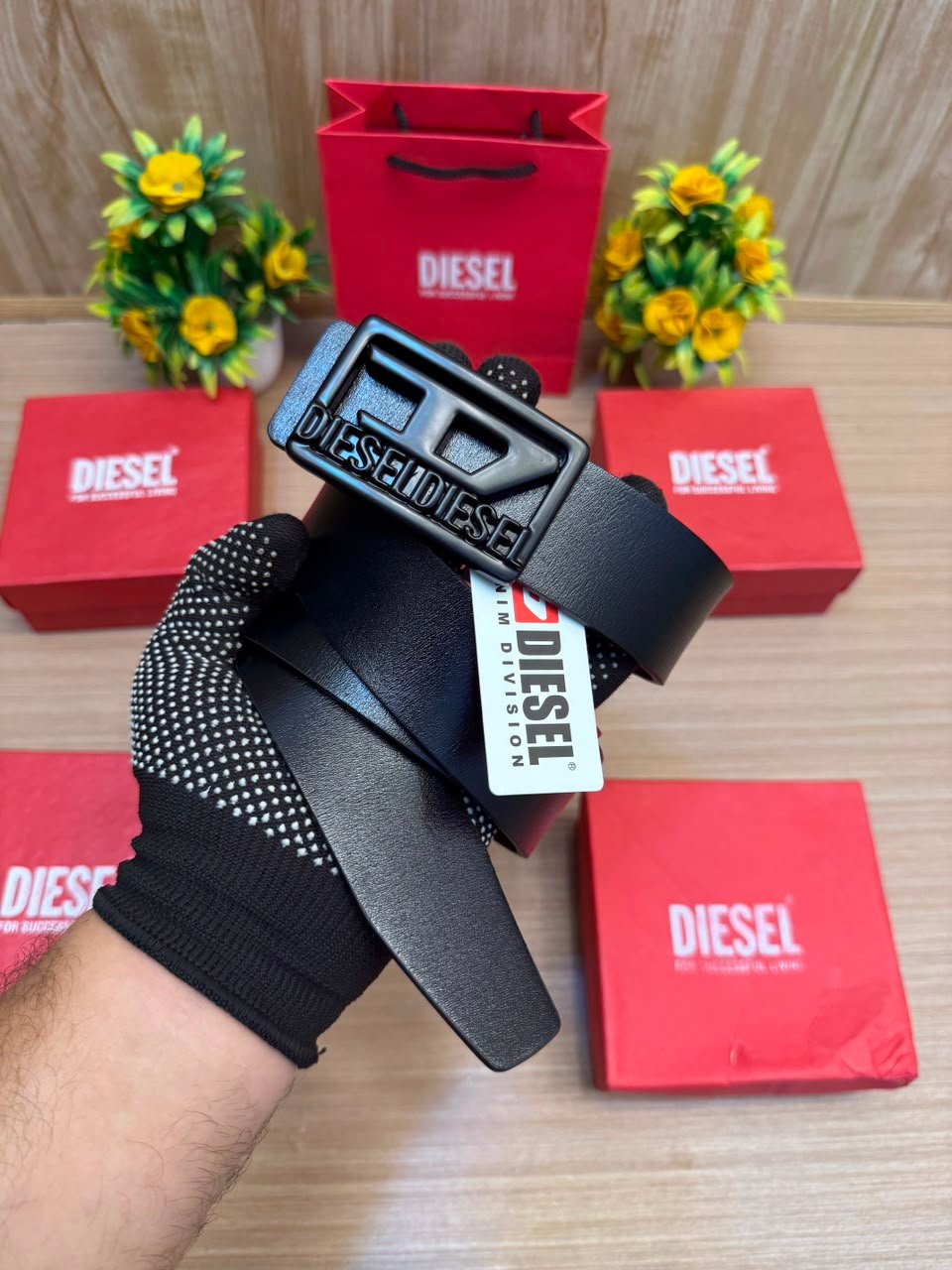 Buy Diesel Premium Quality Black Buckle Leather First Copy Belt