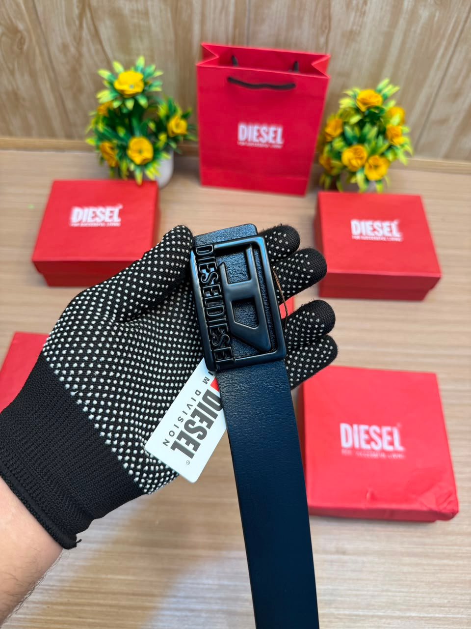Luxury Diesel Style Leather Belt with Brand Box