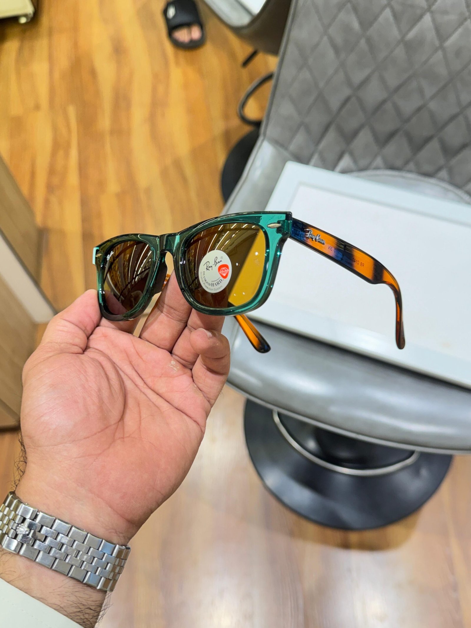 Premium Rayban Olive Brown Sunglasses Front View