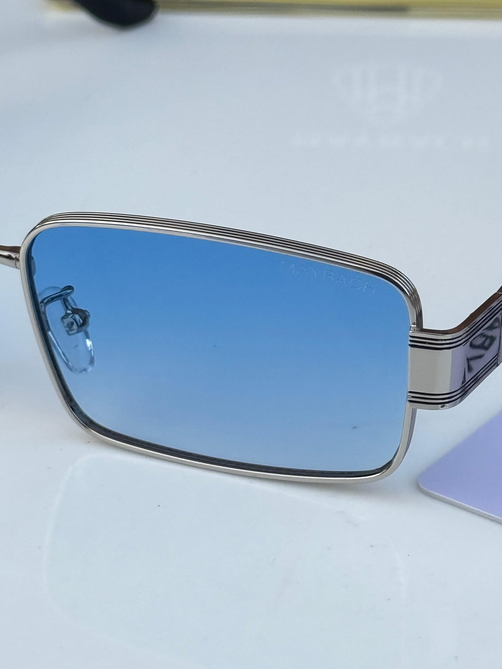 Maybach Silver Frame Blue Lens Sunglasses