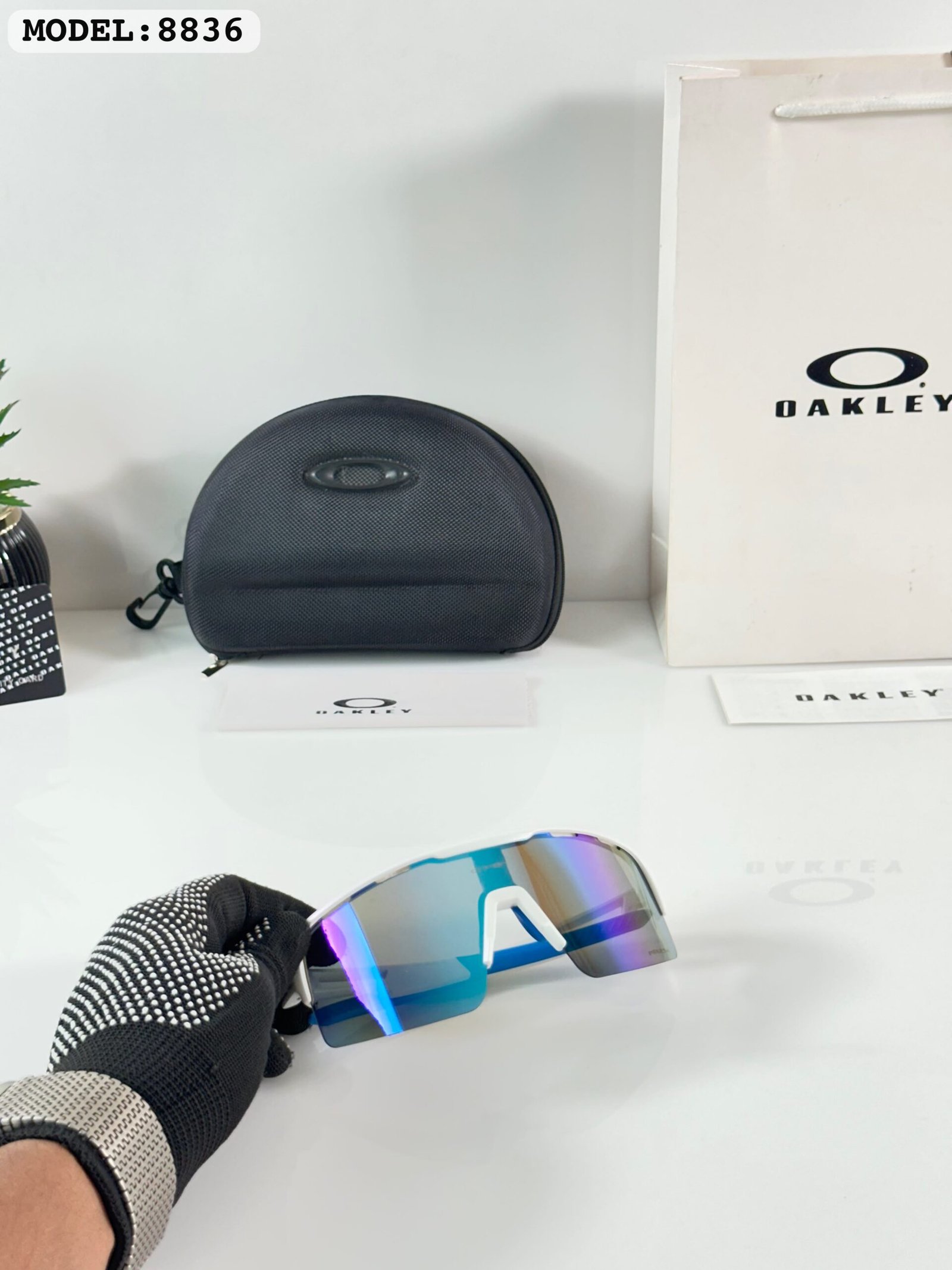 Premium Oakley White 1st copy sunglasses for men with UV-protected lenses.
