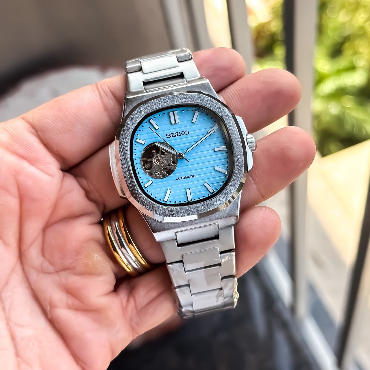 Seiko Nautilus Open Heart Silver Tiffany Dial watch