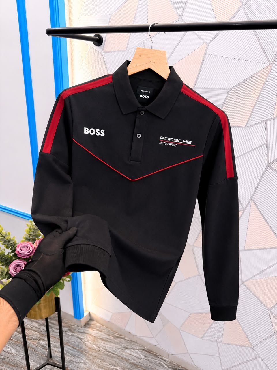 Boss X Porsche Black Color Men's Polo T-Shirt