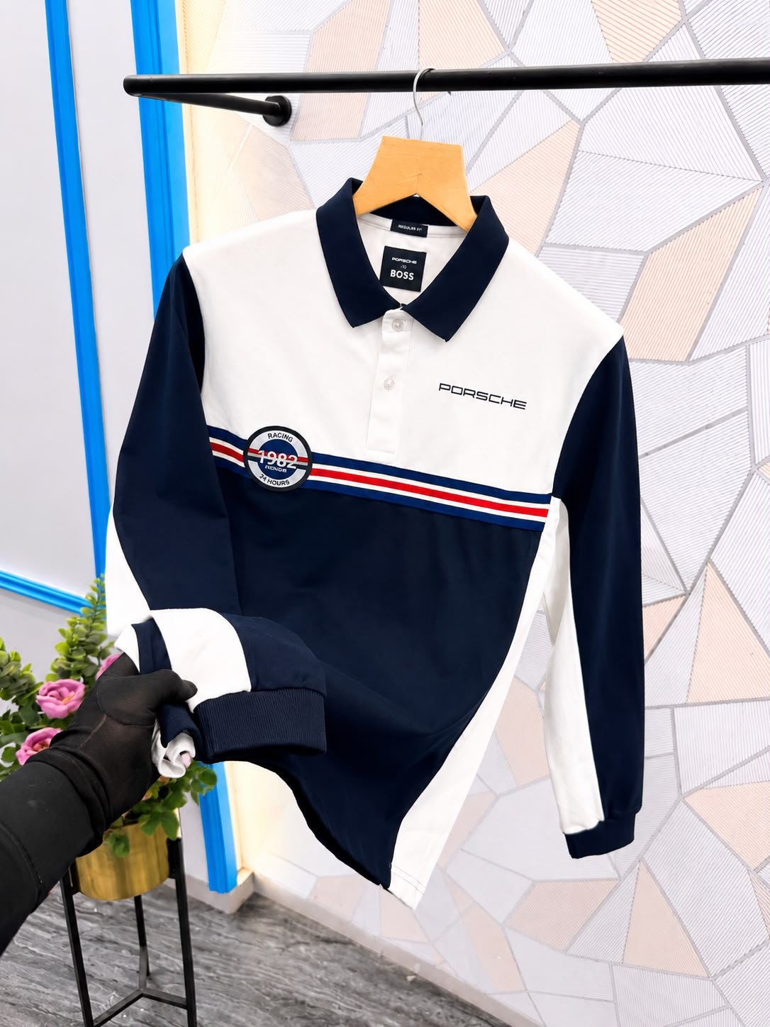 Shop Boss X Porsche Men's Full Sleeves Polo T-Shirt