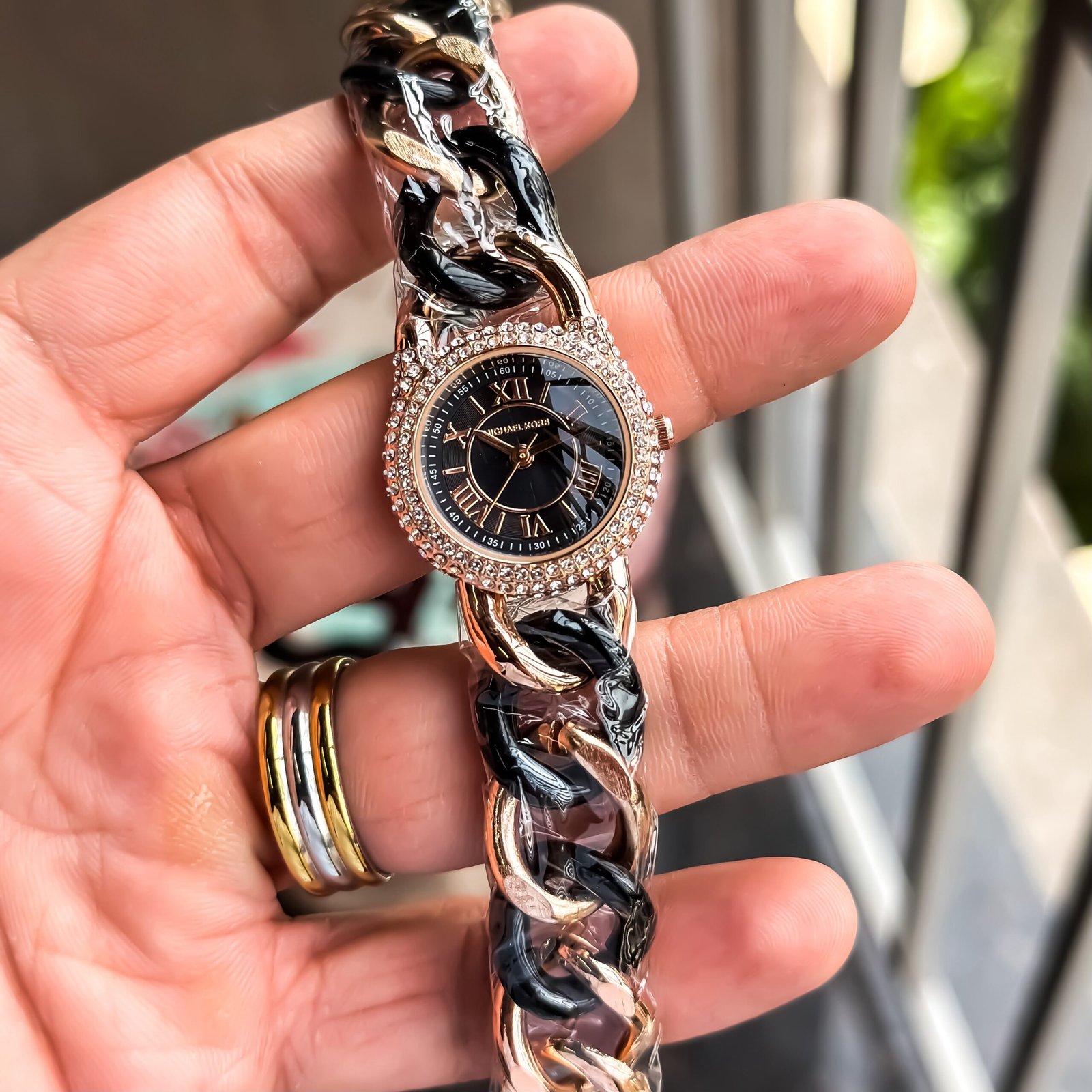 Premium Michael Kors Rose Gold Black Watch