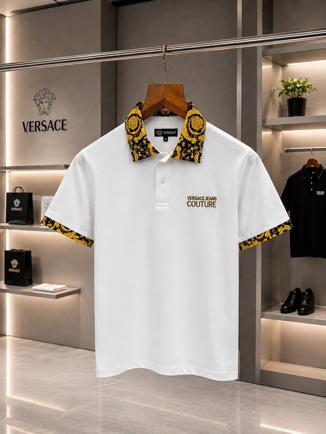 Premium imported fabric first copy versace polo neck t-shirt for men