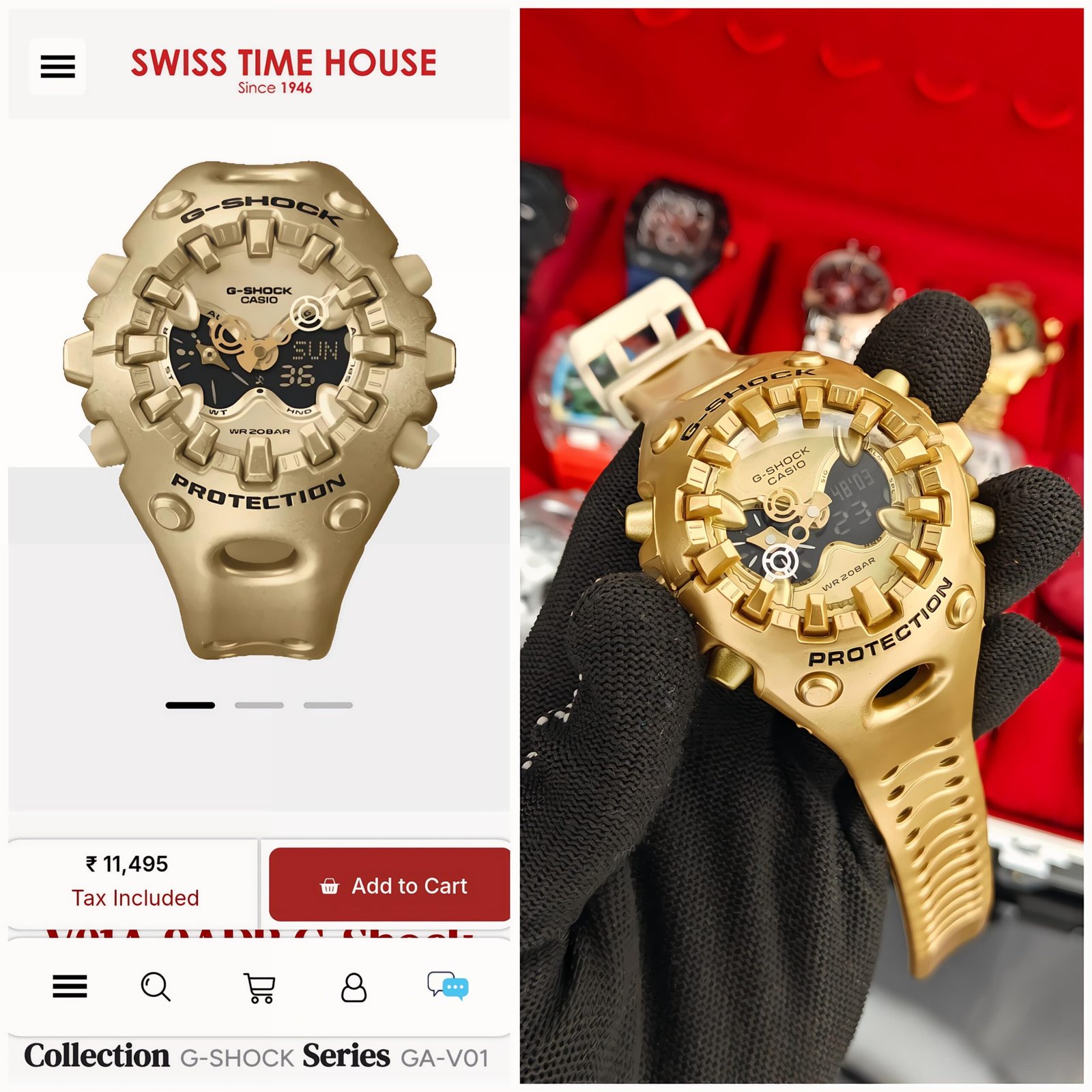 G-Shock GA-V01A-9ADR Gold First Copy Watch for Men