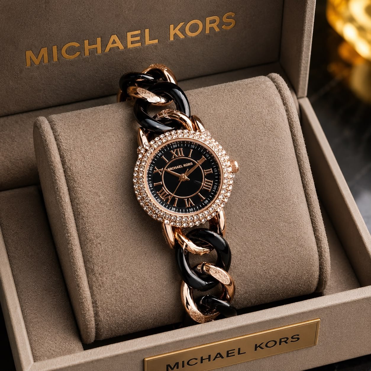 Michael Kors Ladies Rose Black First Copy Watch