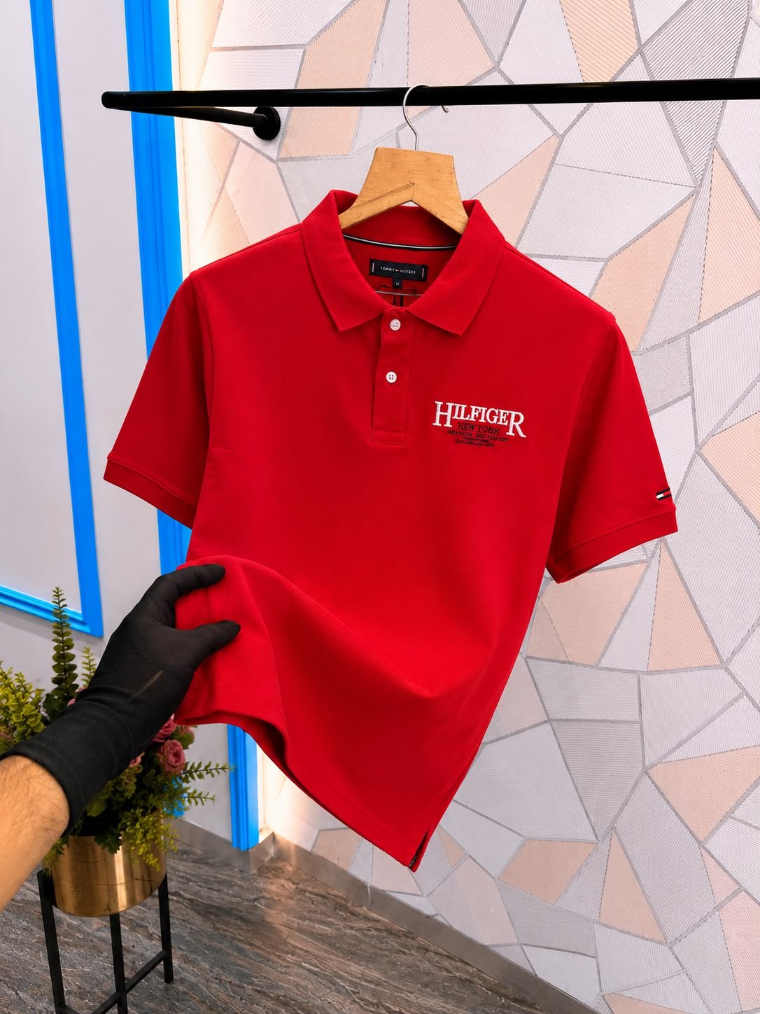 Comfortable first copy polo t-shirt for men red color