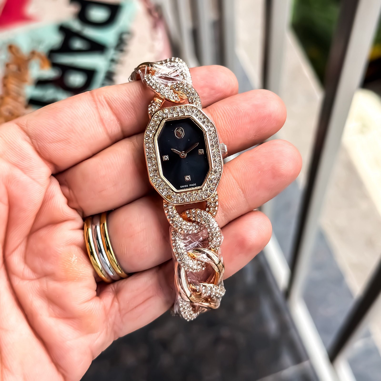 Swarovski Ladies First Copy Black Watch