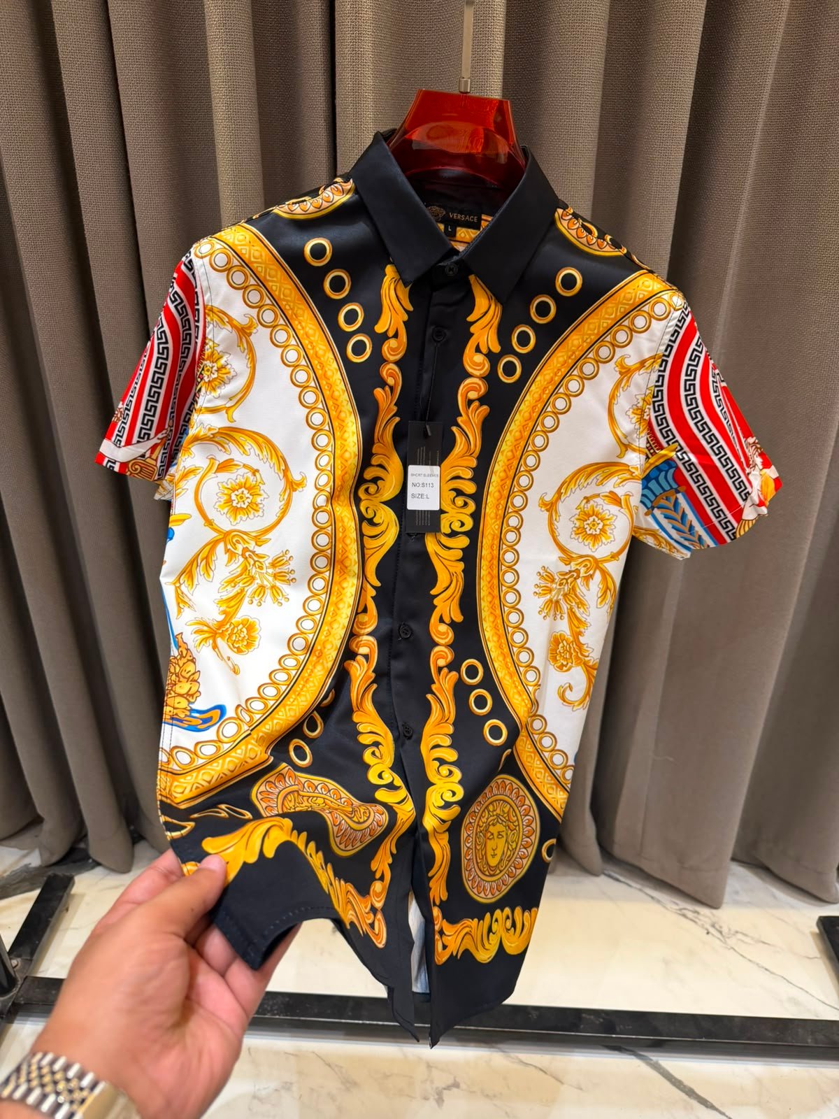 Versace Barocco printed half sleeve first copy shirt for men