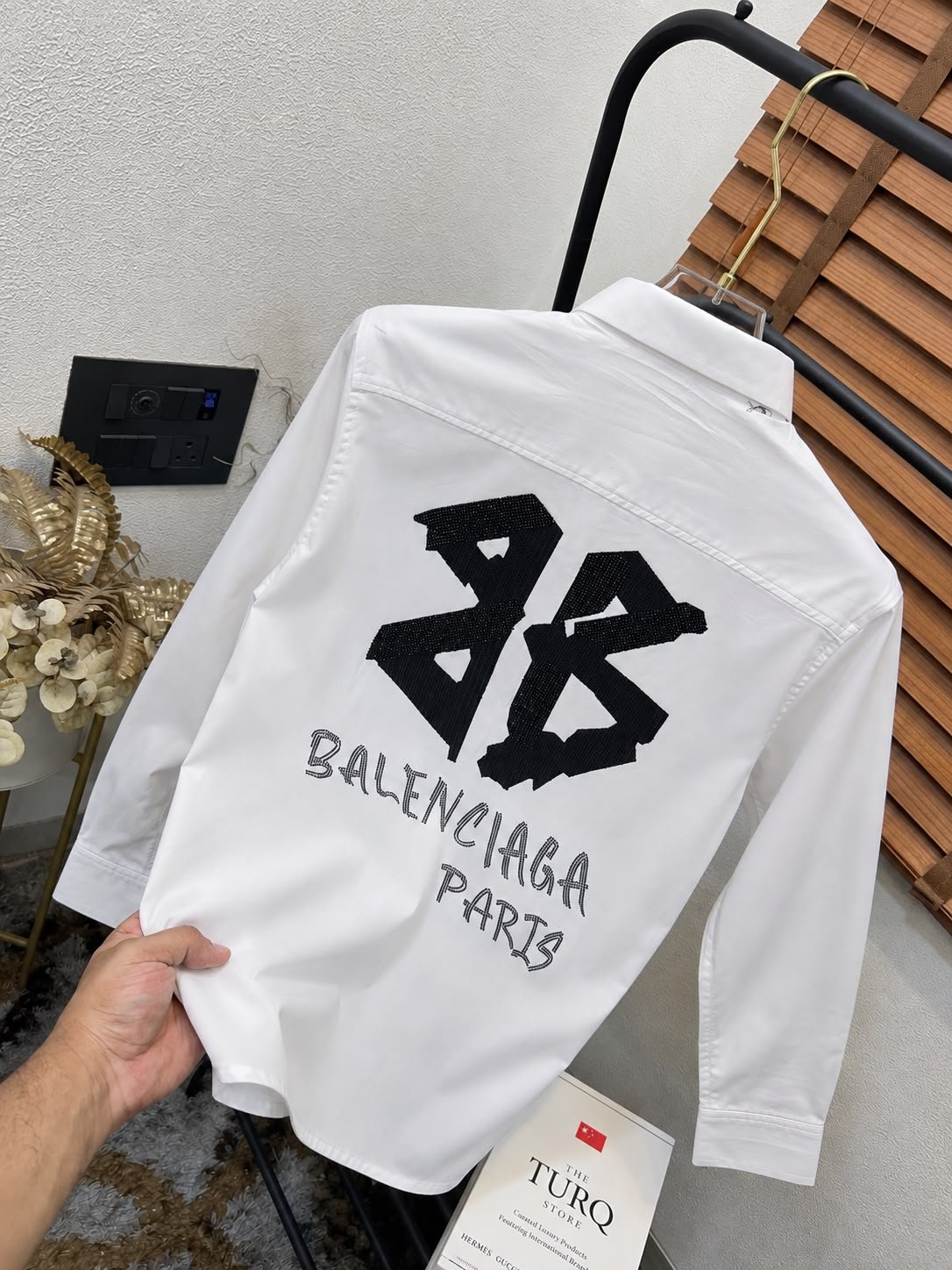 First Copy Balenciaga Printed White Shirt For Men