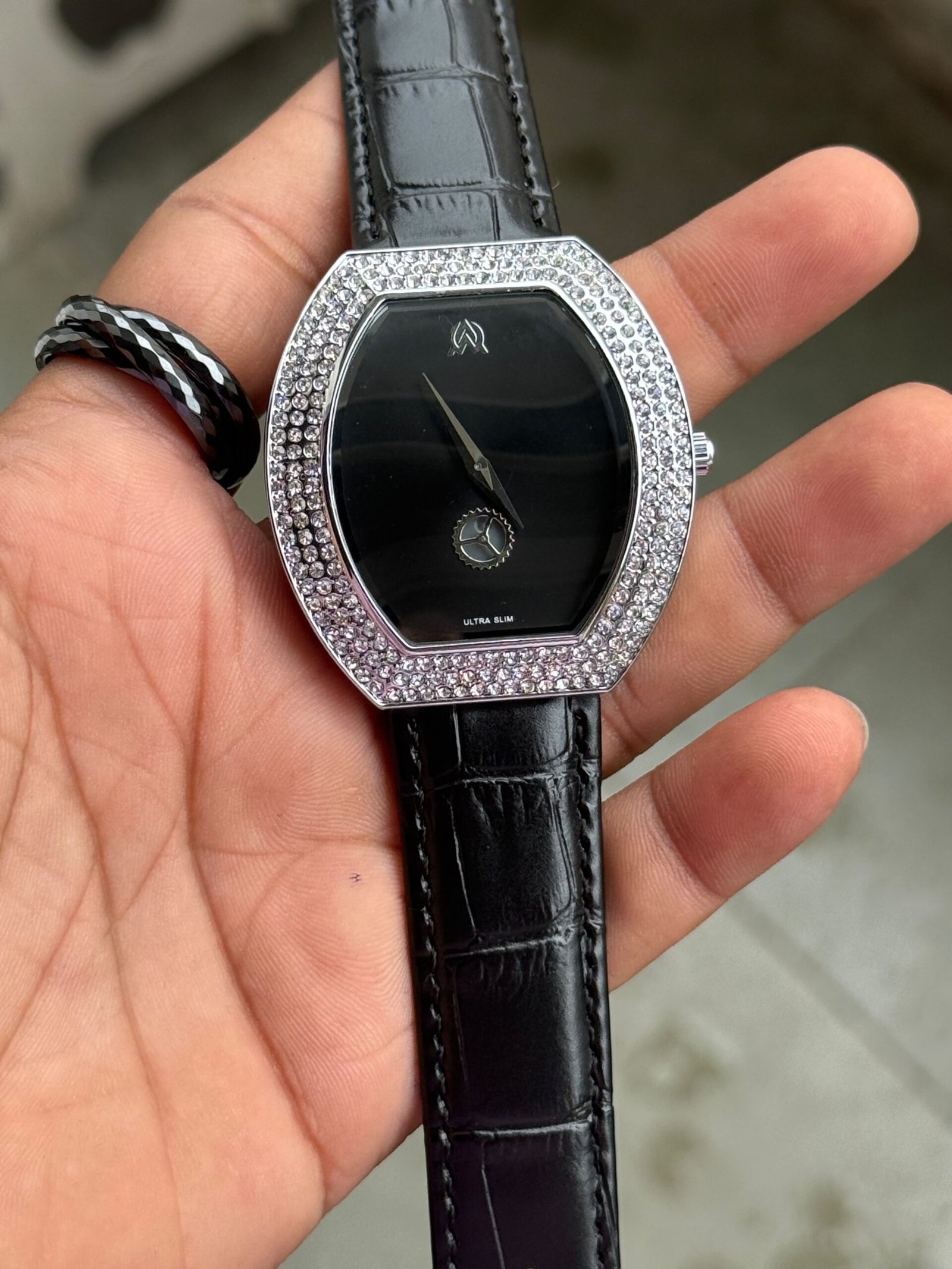 Luxury Diamond Studded Black Watch