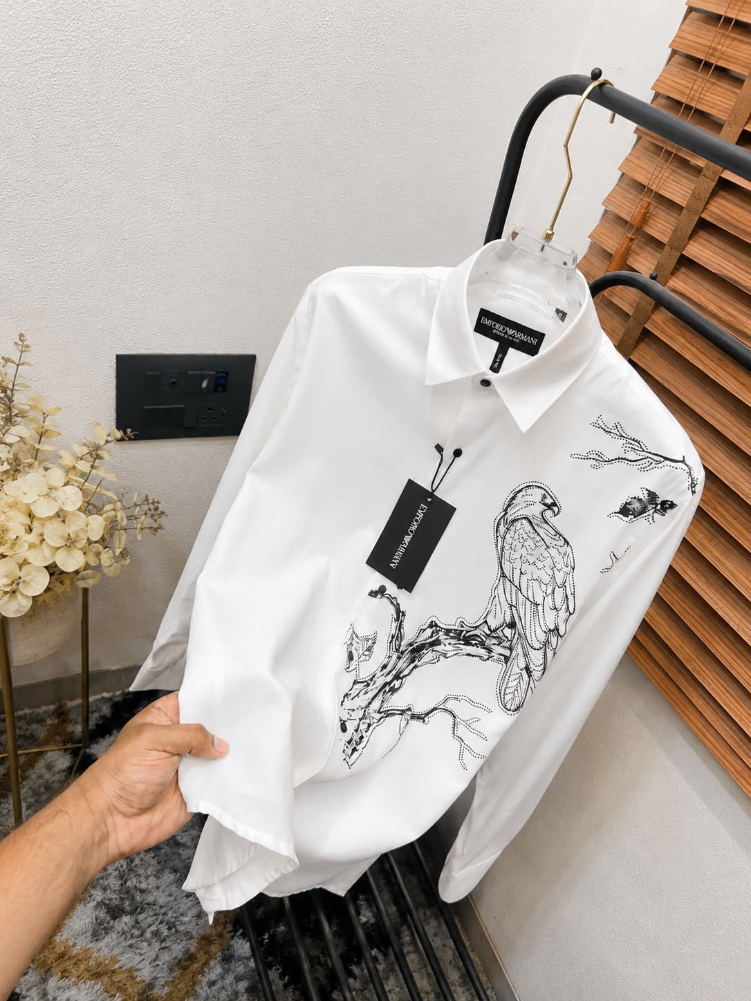 Emporio Armani White Printed Shirt For Men