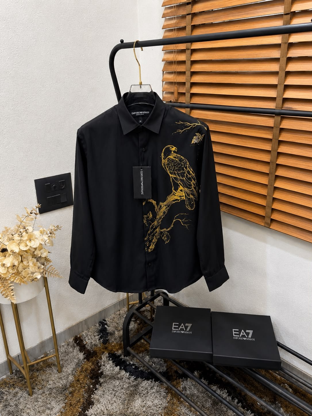 Emporio Armani Black First Copy Printed Shirt
